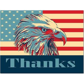 Small World Greetings Bald Eagle Thank You Cards 24 Count - Patriotic Thanks - Veteran's Day - Eagle Scouts - Military - Boy Scouts - Blank Inside with Envelopes - 5.5" x 4.25" (A2 Size)