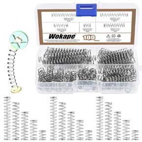 100Pcs 0.8mm Thick Compression Springs Assortment Kit, 5 Sizes Mini Stainless Steel Compression Springs for Shop and Home Repairs, 8mm OD, 10/20/30/40/50mm Length