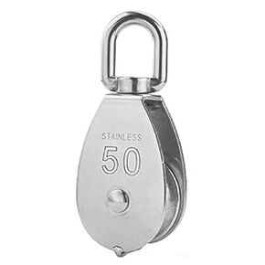 M50 Single Pulley Wheel Block Stainless Steel Heavy Duty Hardware Wire Rope Loading 400kg Swivel Rigging Lifting Wheel Fixed 1Pcs