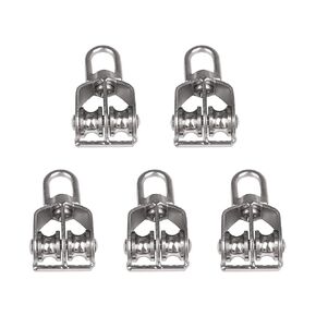 CNBTR M15 304 Stainless Steel Wire Rope Crane Double Pulley Block Silver Pack of 5