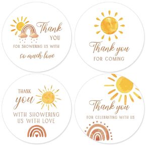 80 Pcs Sunshine Baby Shower Stickers 2 Inch First Trip Around The Sun Stickers Thankful Stickers for Celebrating with Us Sticker Rainbow Stickers for Birthday Party