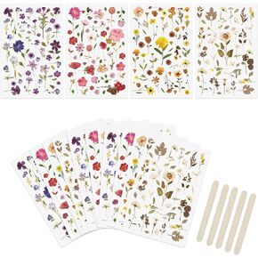 WANDIC 16 Sheets Rub On Transfer Sticker, Butterflies DIY Transfer Decals Waterproof Flowers Scrapbook Stickers for Card Making Greeting Cards Gift Wrapping Home Decoration,4 * 6in