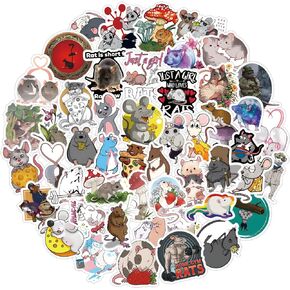 60Pcs Cute Cartoon Rats Stickers， Vinyl Waterproof Graffiti Decals for Kids Teens Adults for Helmet Laptop Water Bottles Suitcase Scrapbooking,Journaling Gifts for Birthday Party Supplies Decoration