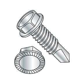 Small Parts 1424KWSMS Steel Self-Drilling Screw, Zinc Plated Finish, Serrated Hex Washer Head, Hex Drive, #3 Drill Point, 1/4"-20 Thread Size, 1-1/2" Length (Pack of 50)
