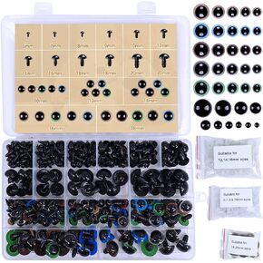Winlyn 282 Pcs 6-20mm Colorful & Black Plastic Safety Eyes with Washers Craft Doll Eyes for Amigurumi, Crafts, Crochet Toy and Stuffed Animals (Assorted Sizes)