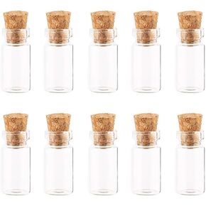 lasenersm 10Pcs/1ML Empty Sample Glass Bottles Jars Vials Case Container with Cork Stoppers for Message Weddings Wish Jewelry Party Favors,Transparent