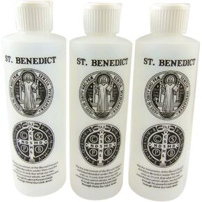St. Benedict Holy Water Bottle with Dispel The Devil Devotion Set of Three