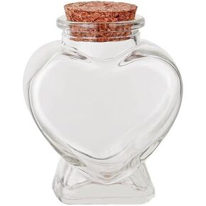 Heart Shaped Glass Bottle With Cork Stopper Decorative Glass Bottles with Cork Lid Mini Message Wish Bottle Honeymoon Sand Keepsake Jar Gifts for DIY Crafts Wedding Decoration Party Supplies