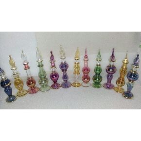 Lot of 6 Mouth Blown Egyptian Perfume Bottles Glass 4 inch (12 Cm)