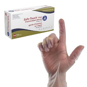 Dynarex Safe-Touch Vinyl Disposable Exam Gloves, Powder-Free, Food Safety and Compliance, Ambidextrous, Clear, Small, 1 Case - 10 Boxes of 100 Gloves