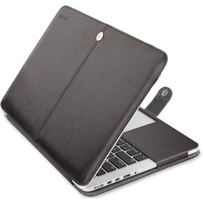 MOSISO Compatible with MacBook Pro Retina 13 inch Case A1502 A1425 2015-2012 Release, PU Leather Portfolio Protective Stand Cover Sleeve, Brown