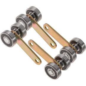 Housoutil 4pcs 2 Trolley Window Door Two Wheels Strut Channel Trolley Assembly Sliding Door Window Door Roller Wheel Barrow Heavy Duty Roller Bearing Channel Steel strut Trolley Assembly