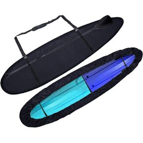 CHANGE MOORE Waterproof Kayak Cover with Shoulder Strap for Outdoor, Paddle Board Cover with 5 Straps for Strong Wind, Dust and UV Protection, Canoe Cover for Fishing Boat 11.8-13FT Black