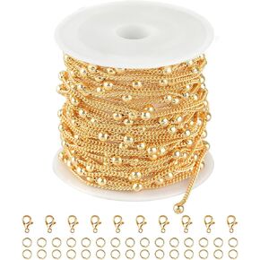 Kyutong 16.4Feet/5M Silver Jewelry Making Chains on Spool Colorful Bead Chains for Jewelry Making Thin Paperclip Necklace Chains for Men Women DIY Craft Bracelet Ankle