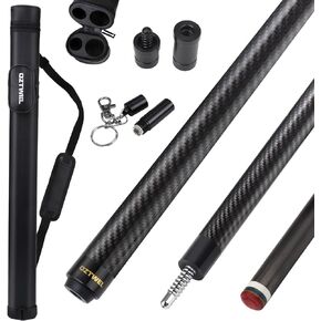 Carbon Fiber Pool Cue, 12.4mm 8-Layer Tip Low Deflection Cue Stick, 3 * 8/8 Joint Pin, Professional Pool Stick with Case, Ultra-Smooth, pro Taper, Easy to Control