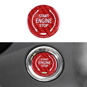 QianBao Compatible with Carbon Fiber Start Stop Button Cover Car Engine Push Start Ignition Switch for Cadillac XT4 2018 XT6 2019 CT5 2020 Corvette C8 2020 2021 Red