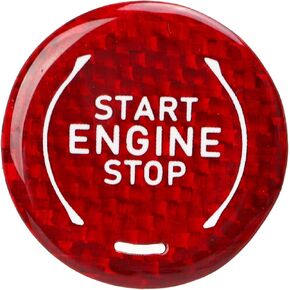 Engine Push Start Stop Button Cover, Fydun Carbon Fiber Push Start Button Cover Car Engine Start Stop Button Cover Trim for Corvette C8 2020 to Present(Red)
