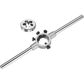 uxcell M4-M6 Round Die Stock Handle Wrench Holder Zinc Alloy & Carbon Steel & 1/2-28 UNEF Round Die Tool Steel