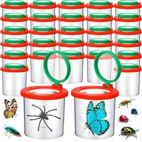Silipull 24 Pcs Bug Jar Viewer Magnifying Insect Box Magnifier Bug Container Bulk Insect Container Cage for Kids Children Science Nature Exploration Educational Tool Collecting Kit (Yellow)