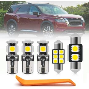10pcs LED White Interior Lights Bulb for 2022- Nissan Pathfinder R53 5th Gen LED Interior Light Bulbs Map Dome Step Door Lamp Cargo Light Super Bright 6000K Interior Bulbs + Install Tool