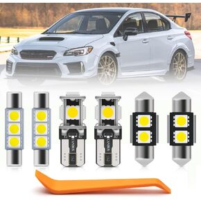 8pcs White LED Interior Lights Bulb Kit for Subaru WRX/WRX STI/Impreza 2004-2017 2018 2019 2020 2021 Map Dome Trunk License Plate Lights LED Interior Bulbs Package + Install Tool