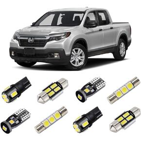 White Interior LED Lights Kit for Honda Ridgeline 2017 2018 2019 2020 2021 Super Bright 6000K LED Interior Light Bulbs Package + License Plate Lights and Install Tool