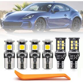 7pcs White LED Interior Lights Bulb Kit for 2022- Subaru BRZ Toyota GR86 4th Super Bright 6000K LED Interior Light Bulbs Map Dome Door Brake Trunk Light Bulbs Package + Install Tool