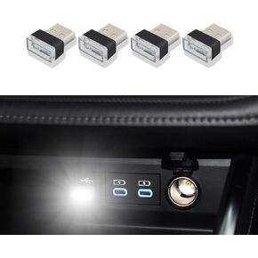 HEVLE 4 قطع USB LED مصباح جو داخلي للسيارة، مصابيح LED داخلية للسيارة، مصابيح USB صغيرة عالمية لتزيين السيارة، ضوء ليلي لتزيين USB لمعظم السيارات (أزرق) in Kuwait