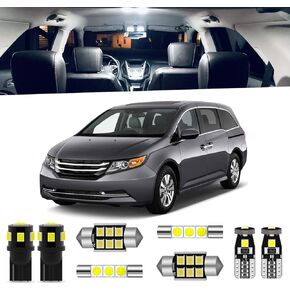 18-Pieces Odyssey Interior LED Lights Kit for Honda Odyssey 2011 2012 2013 2014 2015 2016 2017 White 6000K Interior LED Lighting Package + License Plate Lights, Install Tool