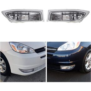 munirater 2-Pack Fog Lights Lamps Assembly Passenger and Driver Side Replacement for 2004 2005 Toyota Sienna 81210AE010 81220AE010 TO2593118 TO2592118
