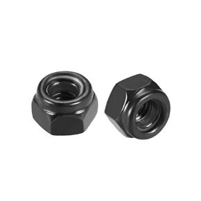 Awclub M2 x 0.4mm Nylon Insert Hex Lock Nuts, Carbon Steel Black Zinc Plated, Pack of 50