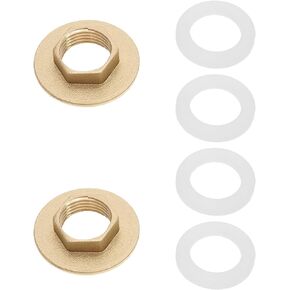 2 Sets Faucet Nut Installation Kit 1/2 Inch Brass Lock Nuts with Gaskets Faucet Fixing Lock Nut for Outdoor Gardens Washing Machines Air Conditioners