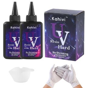 200g Crystal Clear Hard UV Resin High Gloss Ultraviolet Fast Curing UV Resin for DIY Jewelry Making Craft Decoration Casting & Coating Non Yellowing Low Odor