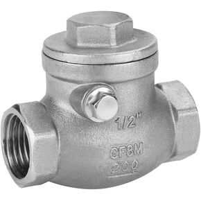 Swing Check Valve, 1/2" DN15 Stainless Steel Check Valve, Professional Female Thread Horizontal One Way Non Return Check Valve for Water Oil Steam