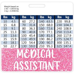 Plifal Medical Assistant MA Badge Buddy Card Holder Nursing Accessories Horizontal ID Name Identification Tags Nurse Work Gifts W Height & Weight Conversion Charts