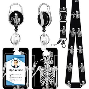 Badge Holder and Heavy Duty Retractable Reel Clip, ID Badge Holders with Retractable Clip, ID Badge Holder with Breakaway Lanyard for Nurse Teacher Student Office, Tropical Leaf