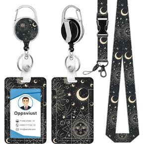 Badge Holder and Heavy Duty Retractable Reel Clip, ID Badge Holders with Retractable Clip, ID Badge Holder with Breakaway Lanyard for Nurse Teacher Student Office, Tropical Leaf