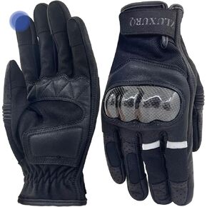 ZLUXURQ Mens Motorcycle Leather Gloves with Hard Knuckle Protected Lightweight and Comfortable