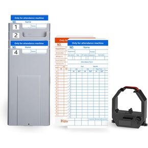 Time Clock Accessory Kit Includes 50 Pcs Time Cards 2-Sided Time Clock Cards, 2-Color Print, 1 Ink Ribbon Cartridge and 4 Card Racks
