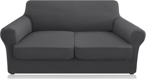 Granbest 4 Piece High Stretch Couch Covers for 3 Cushion Couch Thick Premium Sofa Slipcover Fitted Sofa Cover Furniture Protector for 3 Seat Sofas Dog Pet Proof Machine Washable (Large, Gray) in Saudi Arabia