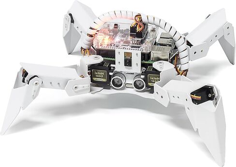 مجموعة روبوت SunFounder PiCrawler AI لـ Raspberry Pi، وقبعة الروبوت، ووحدة الكاميرا، والروبوتات الإلكترونية متعددة الوظائف للأطفال والكبار، وجهاز التحكم عن بعد بواسطة الهاتف المحمول والكمبيوتر اللوحي in Kuwait