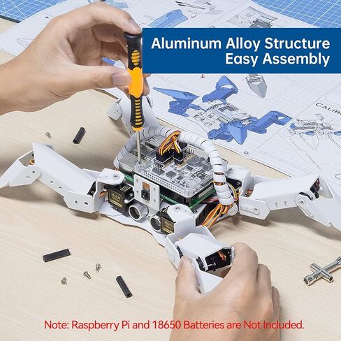 مجموعة روبوت SunFounder PiCrawler AI لـ Raspberry Pi، وقبعة الروبوت، ووحدة الكاميرا، والروبوتات الإلكترونية متعددة الوظائف للأطفال والكبار، وجهاز التحكم عن بعد بواسطة الهاتف المحمول والكمبيوتر اللوحي in Kuwait