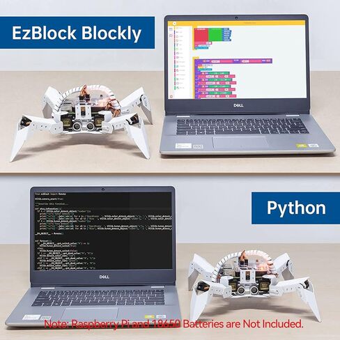 مجموعة روبوت SunFounder PiCrawler AI لـ Raspberry Pi، وقبعة الروبوت، ووحدة الكاميرا، والروبوتات الإلكترونية متعددة الوظائف للأطفال والكبار، وجهاز التحكم عن بعد بواسطة الهاتف المحمول والكمبيوتر اللوحي in Kuwait