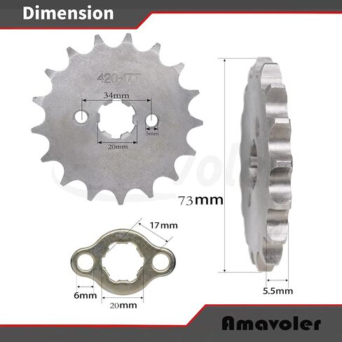 Amavoler 420-13T Front Sprocket 20mm Replacement Parts Fit for 50cc 70cc 90cc 110cc 125cc Dirt Pit Bike Mini Bike ATV 4 Wheeler Moped.(20mm,420-13T) in Saudi Arabia