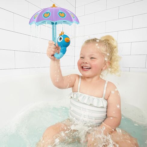 Yookidoo Baby Bath Toy (Ages 1-3) Green Peacock Umbrella Water Sprinkler with 3 Moving Pieces (Mold Free) - Fill with Water for Bubbles, Spinning & Sprinkler Effects - Toddler Bath Time & Pool Fun in Saudi Arabia