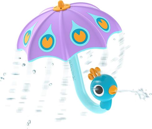 Yookidoo Baby Bath Toy (Ages 1-3) Green Peacock Umbrella Water Sprinkler with 3 Moving Pieces (Mold Free) - Fill with Water for Bubbles, Spinning & Sprinkler Effects - Toddler Bath Time & Pool Fun in Saudi Arabia