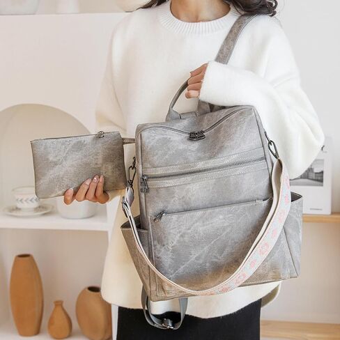 Women's Fashion Backpack Purse Multipurpose Large Capacity Travel Handbags Convertible Bag Black in Saudi Arabia