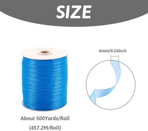 KISSITTY 500 Yards 1/4" Sheer Organza Ribbon Craft Decorative Ribbon Aquamarine Gift Wrapping Ribbons for Wedding Party Holiday Home Garment Decorations Floral Bouquets Bows Crafts Ornaments in Saudi Arabia