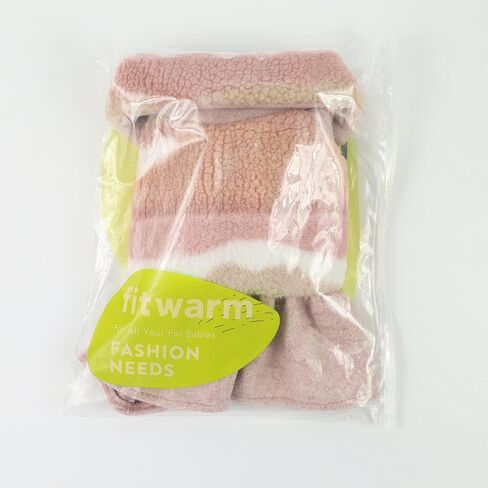 فستان معطف الكلب ذو الياقة المدورة من Fitwarm Fuzzy، ملابس للكلاب للفتيات الصغيرات، سترة شتوية للحيوانات الأليفة، ملابس للقطط، وردي، صغير in Kuwait