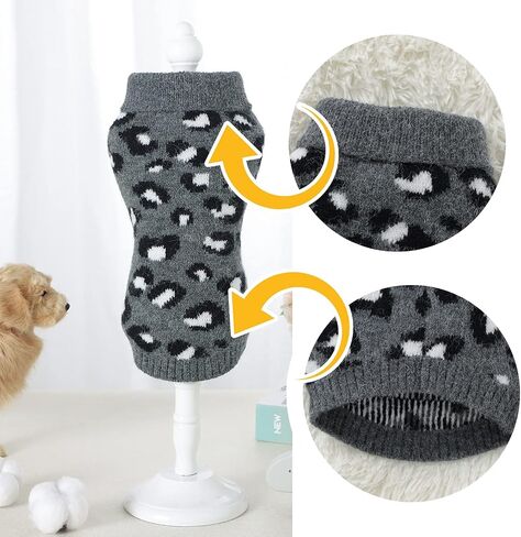 Opewod Small Dog Sweaters Leopard Pattern Knitted Pet Sweater Knitwear Soft Warm Puppy Sweater in Saudi Arabia